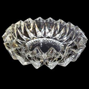 Vintage KIG Indonesia Decorative Diamond Cut Crystal Candy Bowl Trinket Dish
